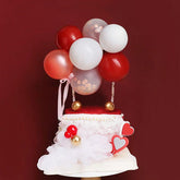 PartyCorp Red, Rose Gold, White and Confetti Balloon Romantic Love You Cake Topper Combo, DIY Pack Of 10
